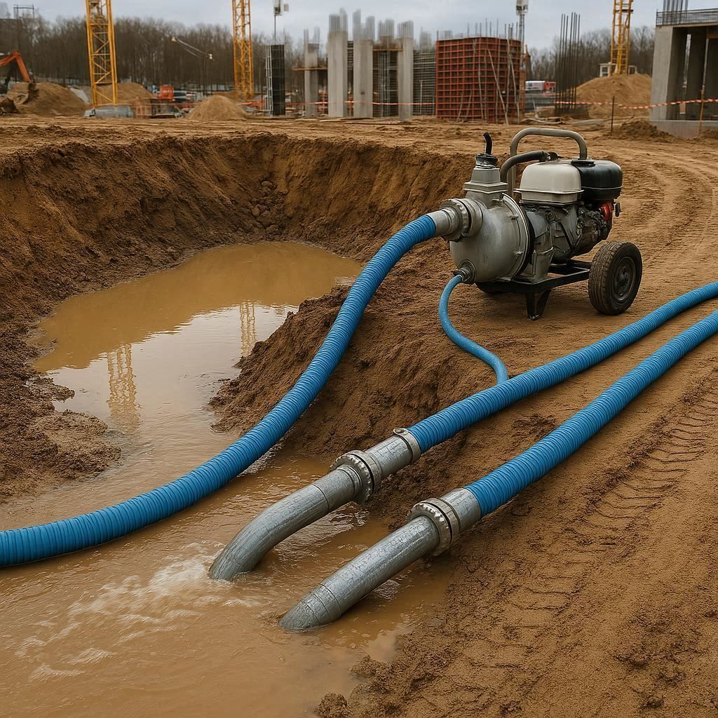 Водопонижение и осушение котлована в Колпине