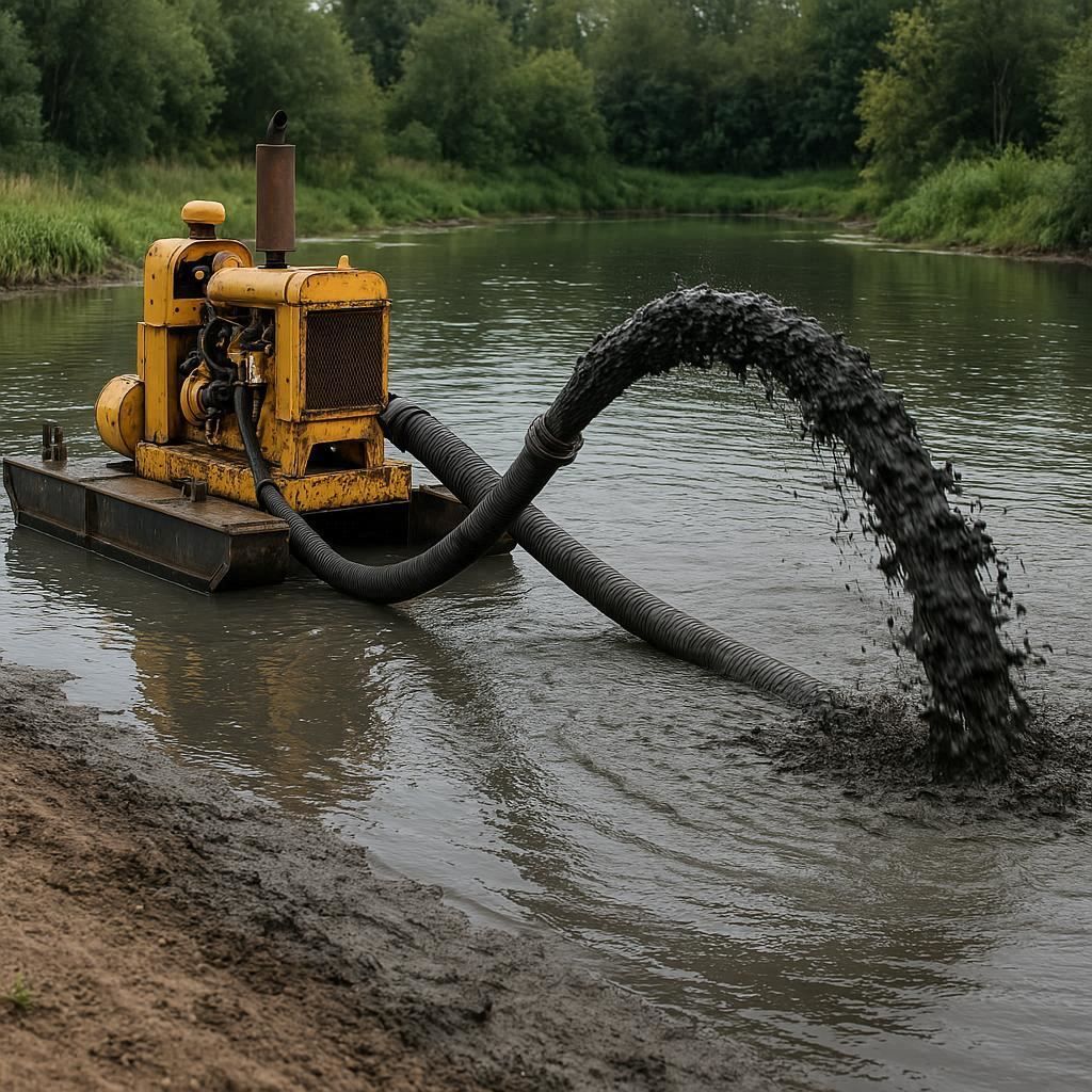 Очистка прудов и водоемов от ила в Колпине
